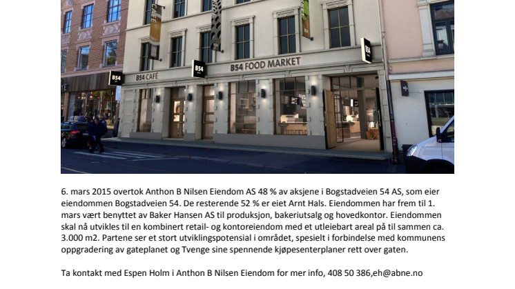 Bogstadveien 54, ved Valkyrien, Anthon B Nilsen Eiendom har kjøpt seg inn med 48 %