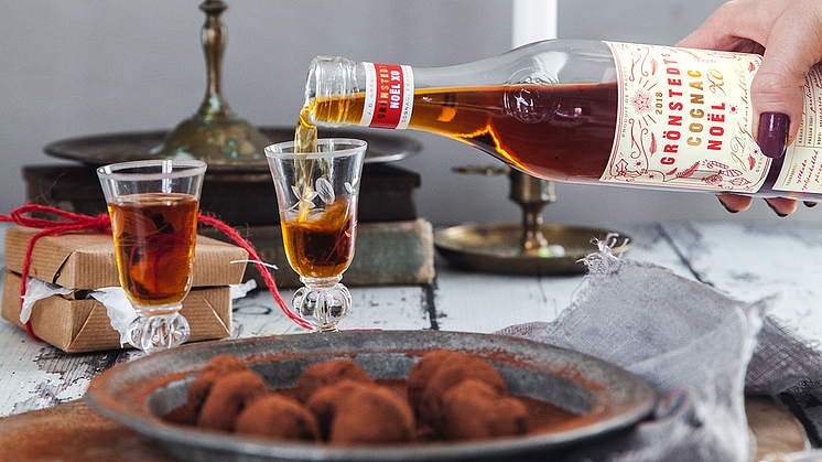 Grönstedts XO Noël 2018 med juliga cognacstryfflar