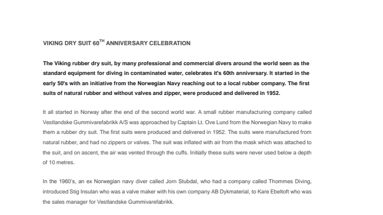Viking Dry Suit 60th Anniversary Celebration