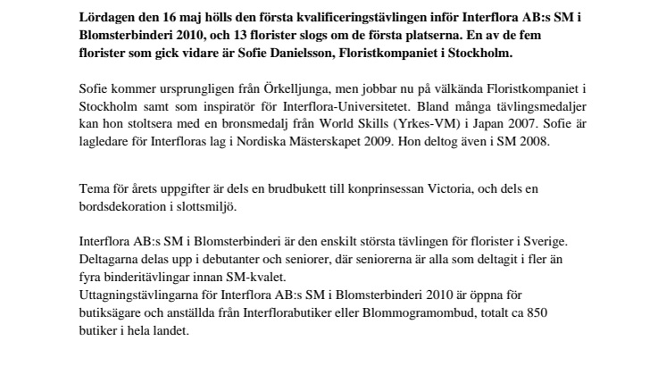 Stockholmsflorist klar för SM