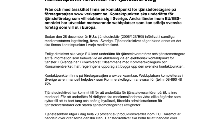 Kontaktpunkt förenklar för tjänsteföretag 