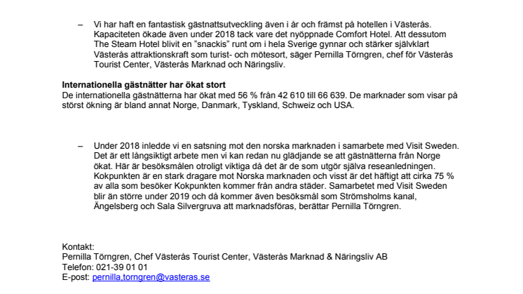 Ännu ett rekordår – Västerås passerar en halv miljon gästnätter. 