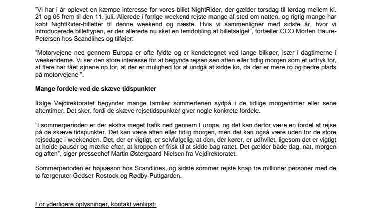 Flere rejser sydpå om natten