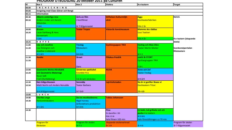 Program för kulturutbudsdagen 20 oktober 2011