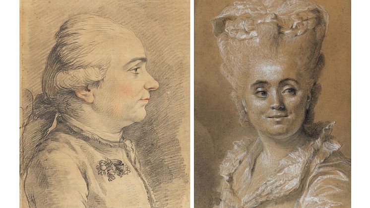 Louis-Jean-François Lagrenée, Self-Portrait, 1778 and Johann-Ernst Heinsius, Portrait of a Woman Looking to the Right. Photo: Cecilia Heisser/Nationalmuseum.
