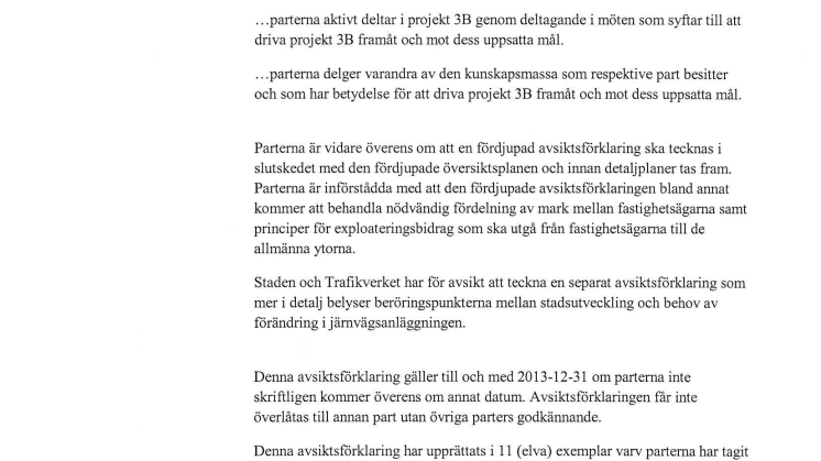 Avsiktsförklaring för projektet 3B