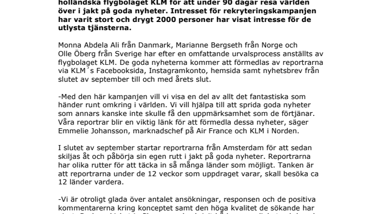 KLM:s jorden-runt-reportrar klara för take off