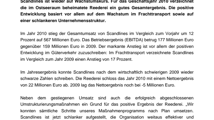 Scandlines Jahresbericht 2010 