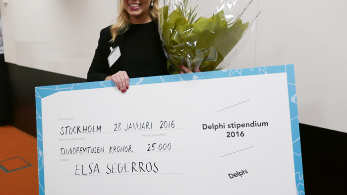 Elsa Segerros utsedd till Delphis studentstipendiat