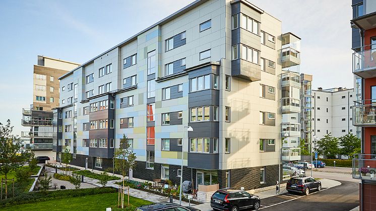 Brf Sjökortet i Västerås var först ut av Riksbyggens projekt att certifieras enligt Miljöbyggnad Guld. 