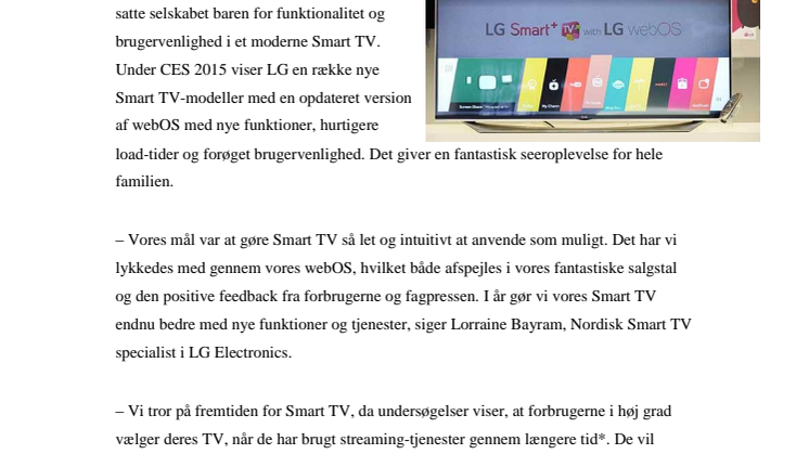 NYT LG SMART-TV MED OPDATERET WEBOS AFSLØRES PÅ CES 2015