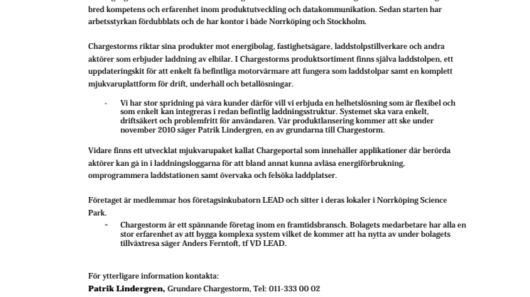 LEAD-företag utvecklar intelligenta laddstolpar för framtida EL-bilar