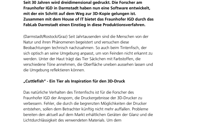 Der Tintenfisch als Schlüssel für den 3D-Druck