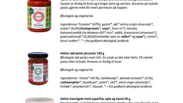 Nyheter fra Helios uke 38 2016 produktark 30.08.2016