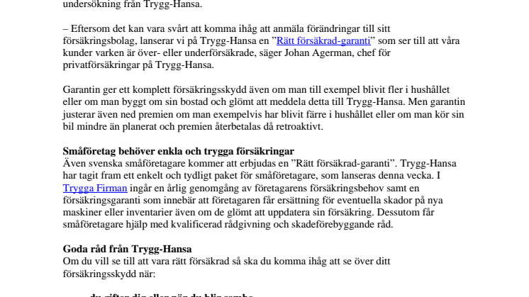 Svenskar glömmer att uppdatera sina försäkringar