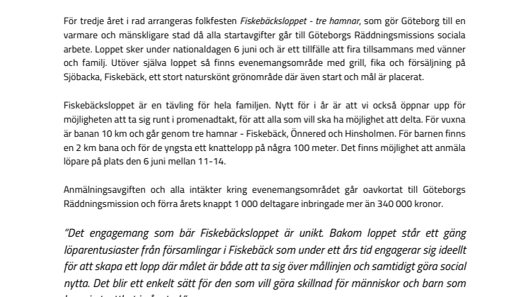 ​Fira nationaldagen med att springa Fiskebäcksloppet!