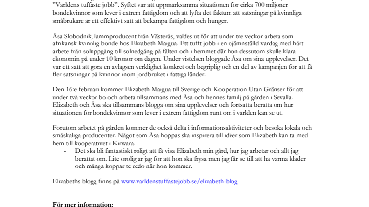 "Världens tuffaste jobb" nu i Sverige: Elizabeth från Kenya provar livet på svensk gård