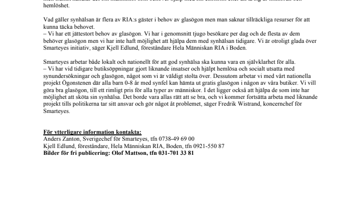 Ny butik: Smarteyes skänker glasögon till Bodens utsatta