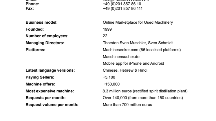 Press Kit Machineseeker (PDF)