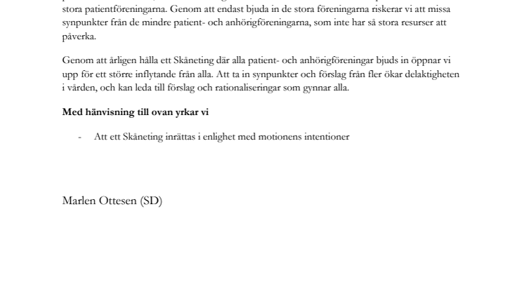 Motion: Inrätta ett Skåneting