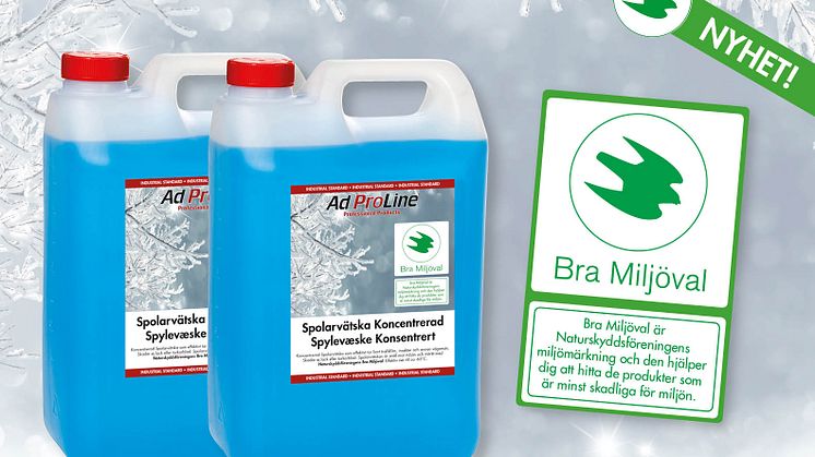 AdProLine® Spolarvätska miljömärkt ​enligt Naturskyddsföreningens märkning, Bra Miljöval.