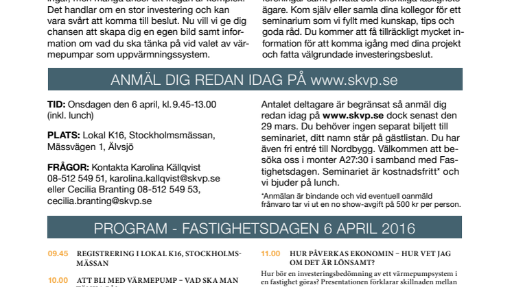 Inbjudan Fastighetsdag 6 april