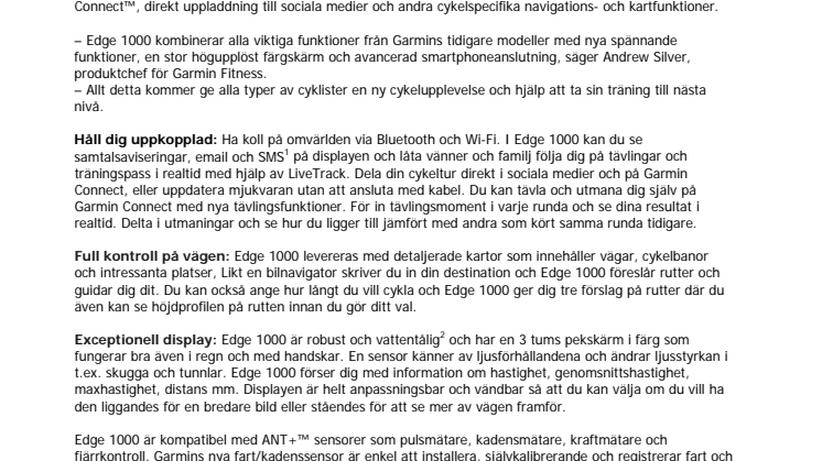 Full kontroll med nya Edge 1000 från Garmin