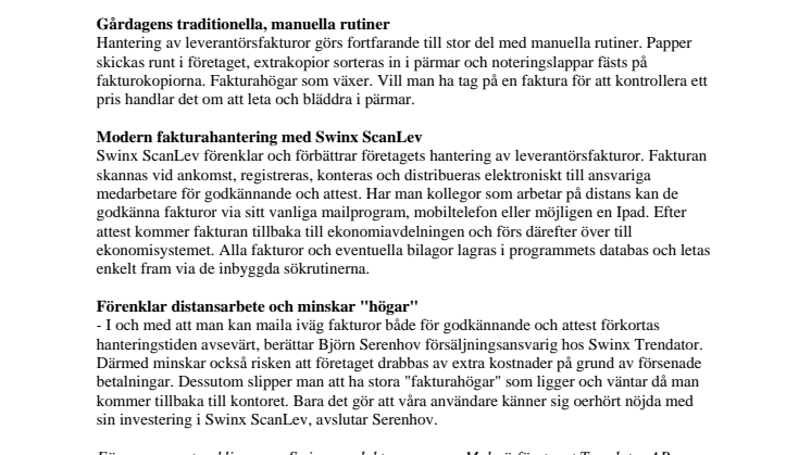 Swinx ScanLev underlättar distansarbete