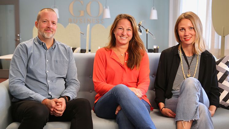 Marcus Olsson, affärscoach Go Business, Helena Karlberg, VD Piteå Science Park och Camilla Neidemann, affärscoach Go Business