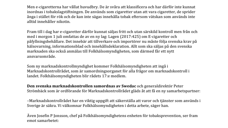 Försäljningen av e-cigaretter blir lagreglerad