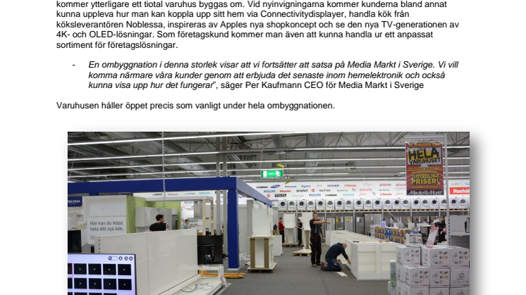 Media Markt fortsätter att investera miljoner i Sverige