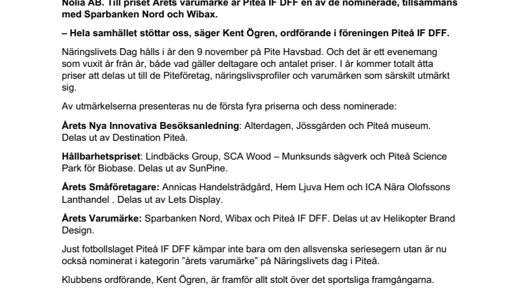 Nomineringar klara: Jagar allsvenskt guld och varumärkespris under Näringslivets Dag i Piteå