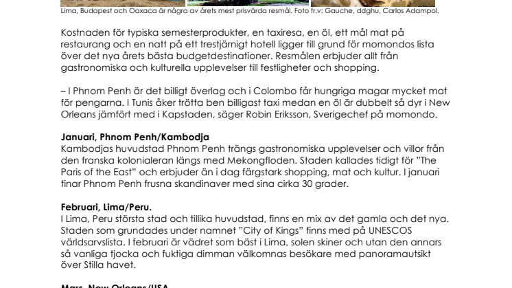 2015-års bästa budgetdestinationer
