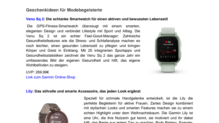 Garmin Geschenkeguide 2022 