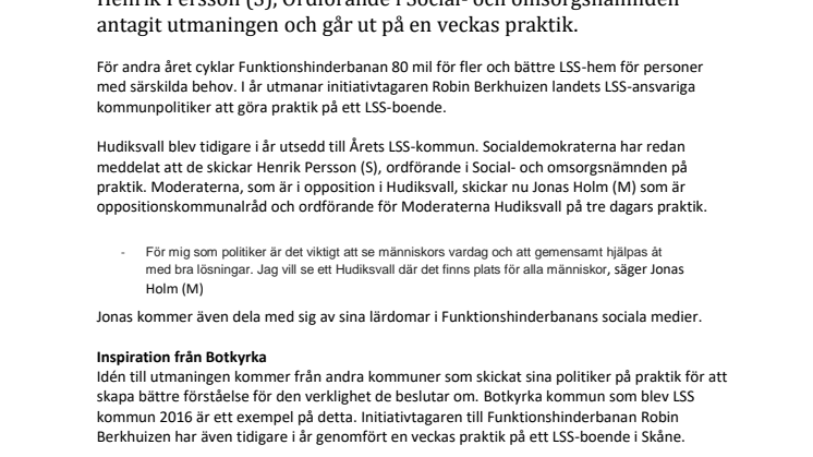 Även Moderaterna i Hudiksvall går på praktik på LSS-boende