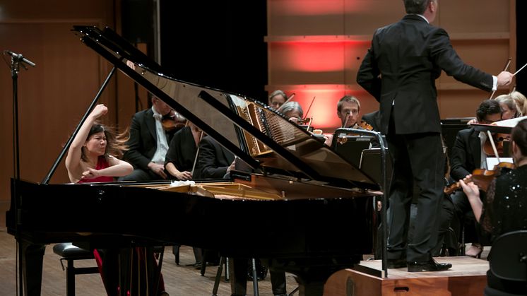 Edvard Grieg Internasjonale Pianokonkurranse arrangeres i Bergen fra 26. august–3. september. Bildet er fra konkurransen i 2016 og finalist Zhenni Li (foto: Dag Fosse).