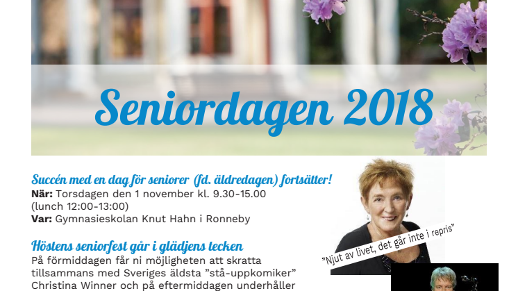 Pressinbjudan – Seniordagen, höstens seniorfest 1 november