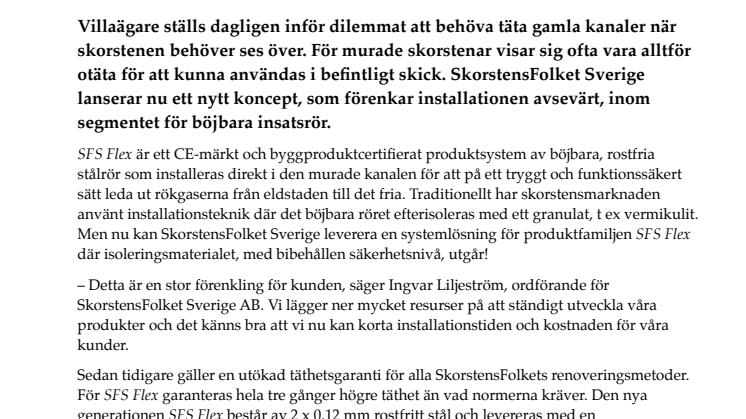 SkorstensFolket förenklar skorstensrenovering med nytt sätt att installera rör 