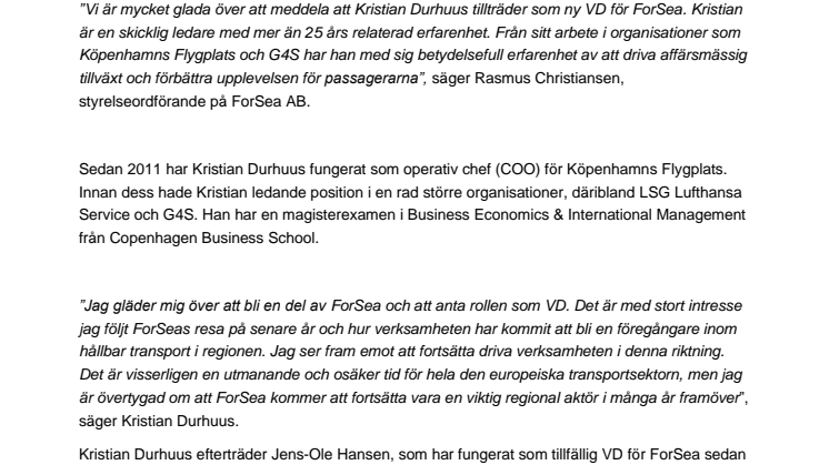 ForSea utser ny VD
