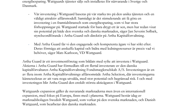 Wattguard stärker kapitalbasen för fortsatt produkt- och marknadsutveckling 