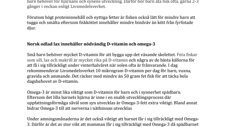 Fisk för barn - faktablad 