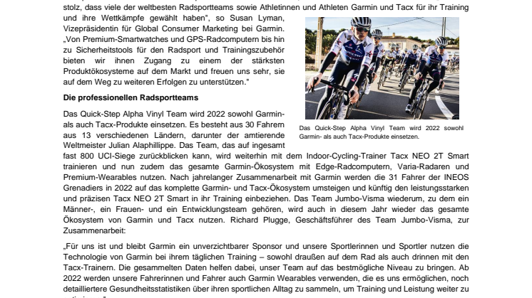 PM Garmin Pro Cycling und Pro Athletes Sponsoring 2022