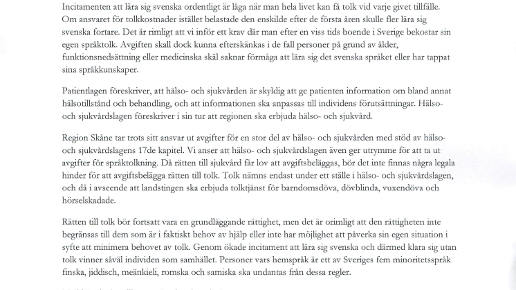 Motion: Inför avgift för språktolk 