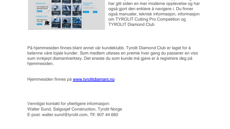 TYROLIT BYGG OG ANLEGG LANSERER NY OPPDATERT HJEMMESIDE