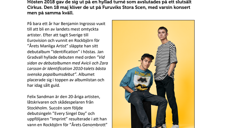 Benjamin Ingrosso och Felix Sandman till Furuvik