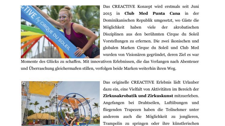 FACT: Club Med und Cirque du Soleil bieten einzigartige & erlebnisreiche Zirkusaktivitäten