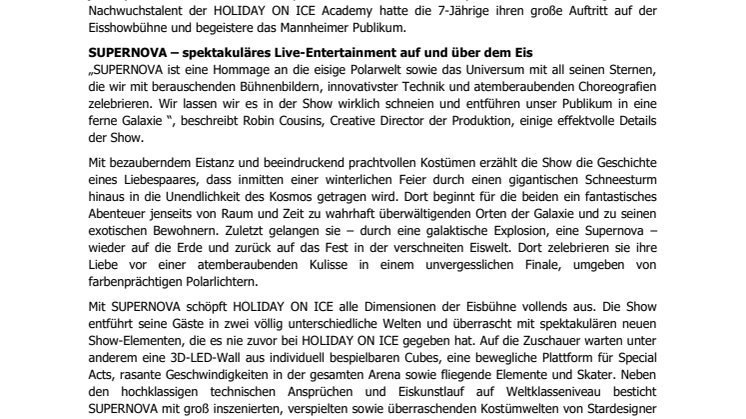 HOLIDAY ON ICE feiert erfolgreiche Premiere von SUPERNOVA in Mannheim