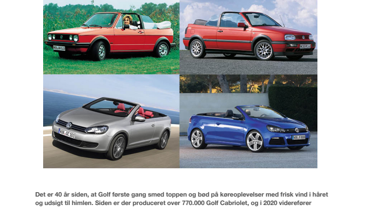 Golf Cabriolet – fire årtier med topløse køreoplevelser