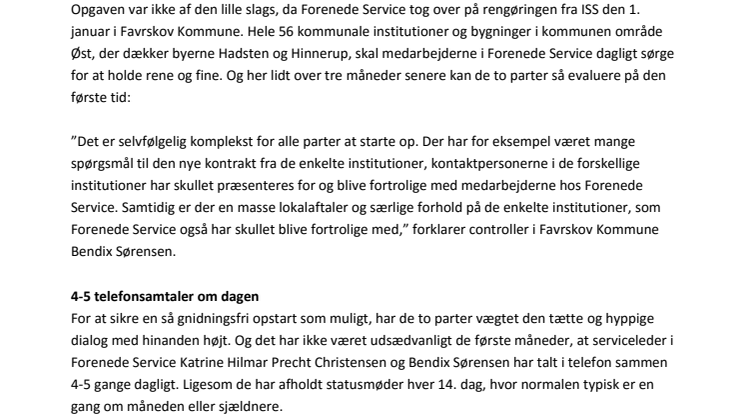 Tæt dialog har sikret den gode rengøringsopstart i Favrskov Kommune 