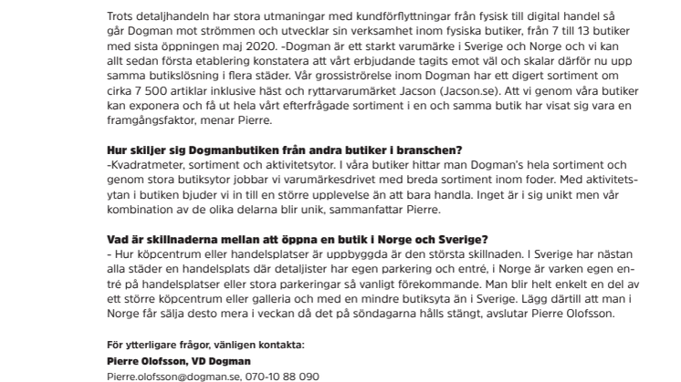 Dogman tecknar avtal om totalt 4700 kvm och sex nya butikslägen.